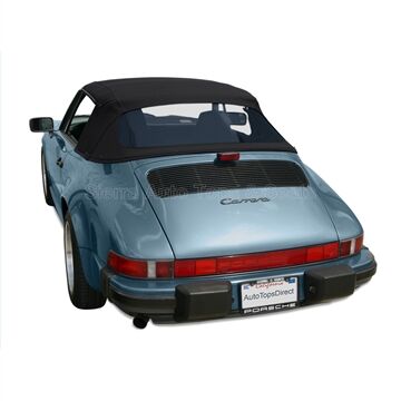 Porsche Convertible Top 1983-1994 911 Series 2-Piece Black German Classic Canvas Plastic Rear Window