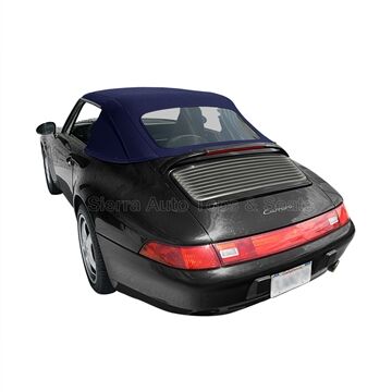 Porsche Convertible Top 1983-1994 911 Series 1-Piece Blue German Classic Canvas Non-Zip Plastic Rear Window