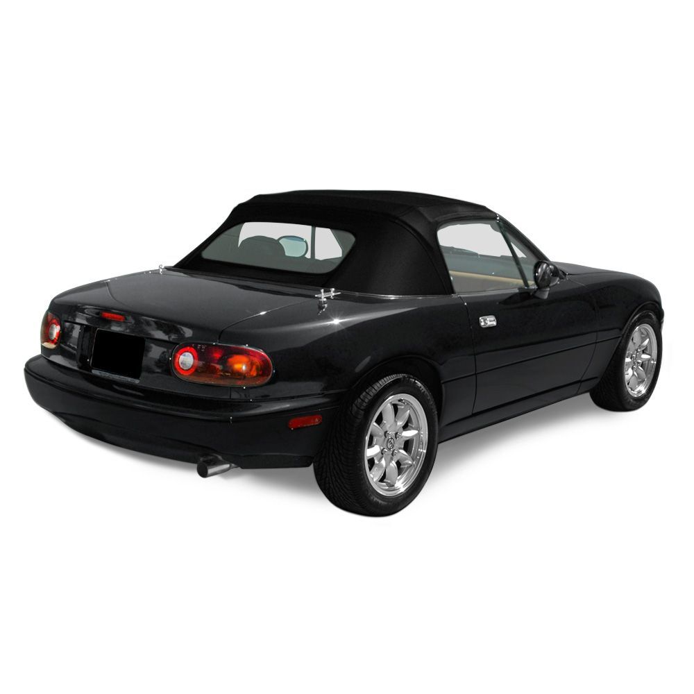 Mazda Convertible Top 1990-2005 Miata Factory Style Zippered Glass Window Cabrio Grain Vinyl Black No Rain Rail
