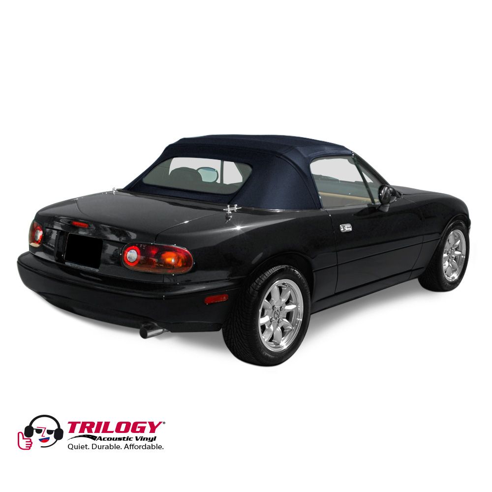 Mazda Convertible Top 1990-2005 Miata Factory Style Zippered Glass Window Trilogy Acoustic Vinyl Blue No Rain Rail