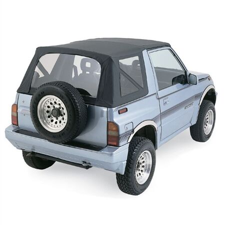 1986–1994 Suzuki Sidekick / Chevy Geo Tracker Black Vinyl Soft Top with Clear Plastic Windows