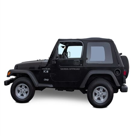 Sierra Offroad 1997-2006 TJ Wrangler Ridge Runner Style Soft Top with Press Polish Tinted Windows in Black Sailcloth