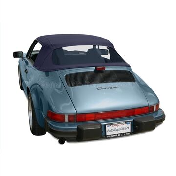 Porsche Convertible Top 1983-1994 911 Series 2-Piece Blue German Classic Canvas Zippered Plastic Rear Window