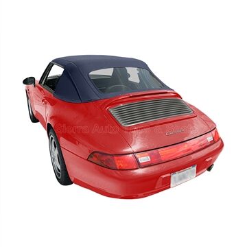 Porsche Convertible Top 1983-1994 911 Series 1-Piece Blue TwillFast Canvas Non-Zip Plastic Rear Window