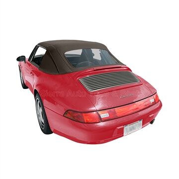 Porsche Convertible Top 1983-1994 911 Series 1-Piece Brown TwillFast Canvas Non-Zip Plastic Rear Window