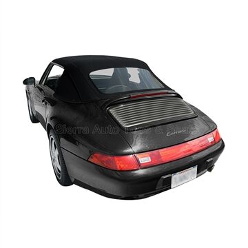 Porsche Convertible Top 1983-1994 911 Series 1-Piece Black German Classic Canvas Non-Zip Plastic Rear Window