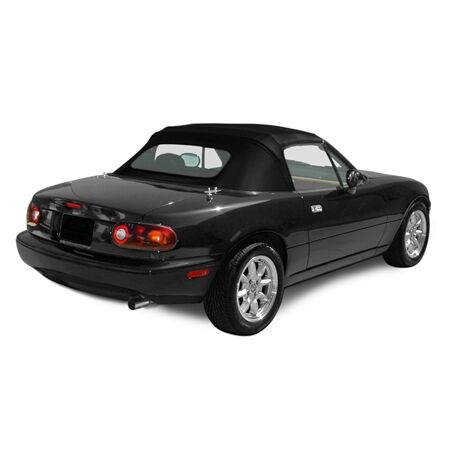 Mazda Convertible Top 1990-1997 Miata Factory Style Zippered Plastic Window Black Cabrio Grain Vinyl No Rain Rail