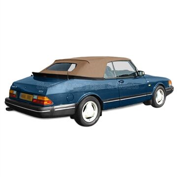 SAAB 900 Cabriolet Convertible Top 1986-1994 Dark Tan German Canvas Glass Rear Window
