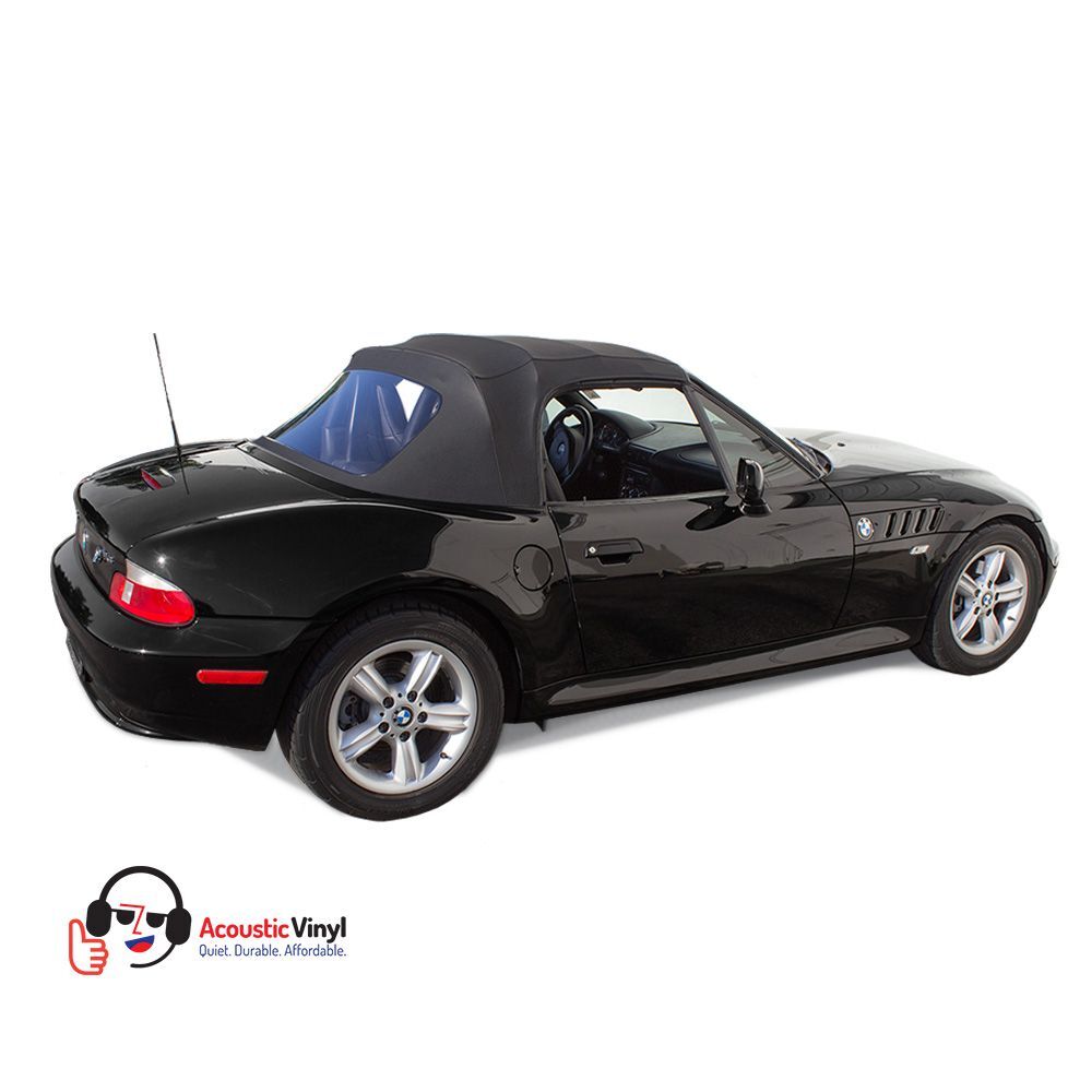 BMW Convertible Top 1996-2002 Z3 Twill Grain Acoustic Vinyl Black Plastic Rear Window