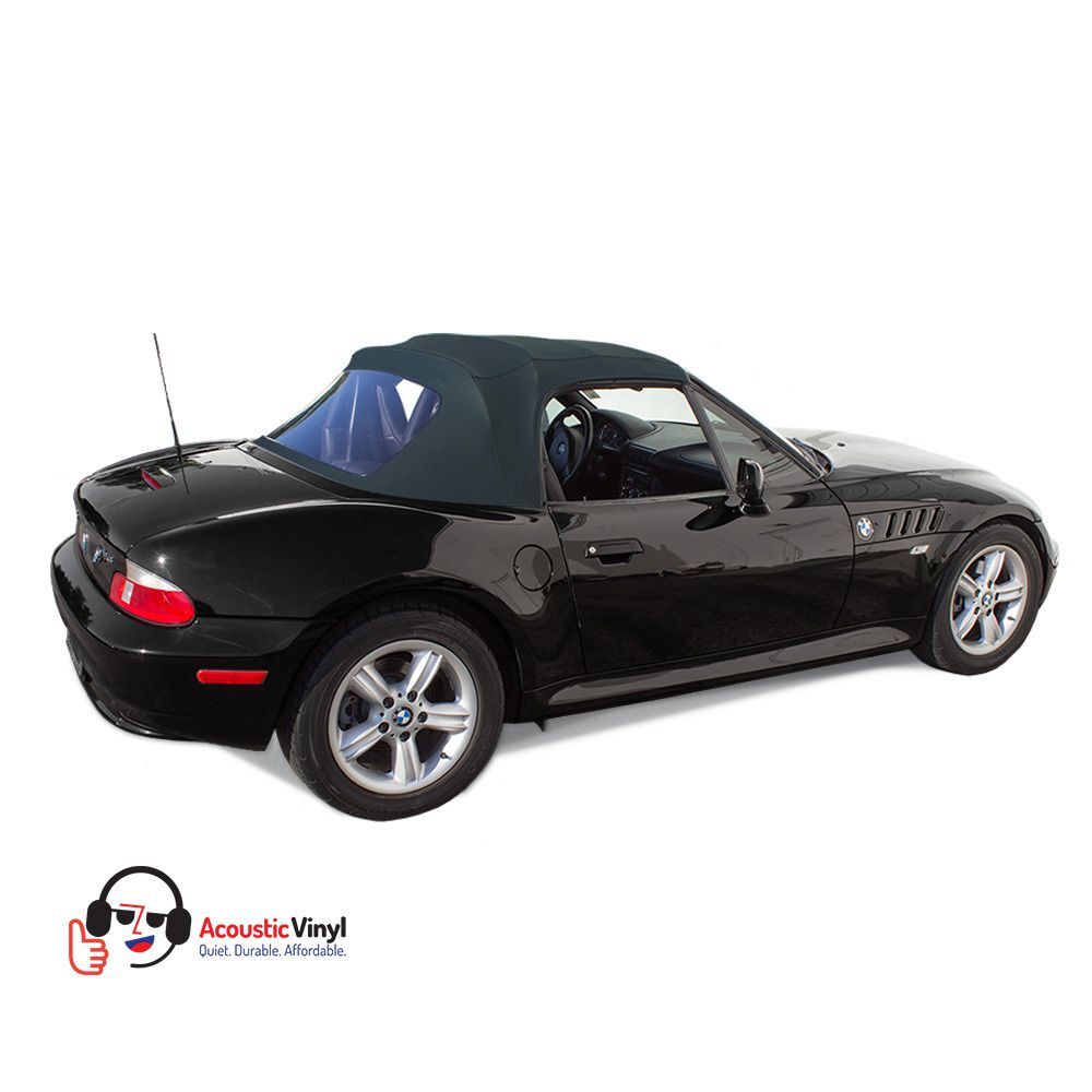 BMW Convertible Top 1996-2002 Z3 Twill Grain Acoustic Vinyl Blue Plastic Rear Window
