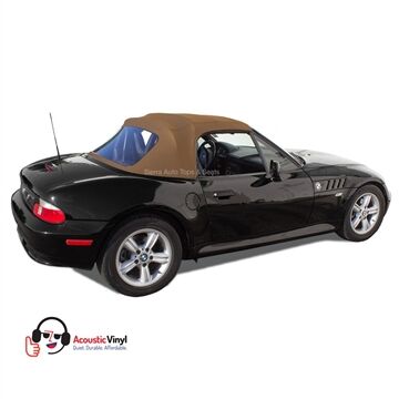 BMW Convertible Top 1996-2002 Z3 Saddle-Colored Trilogy Acoustic Vinyl Plastic Rear Window