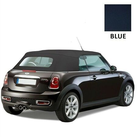 Mini Cooper Convertible Top 2009–2015 Blue Twill Canvas Glass Rear Window