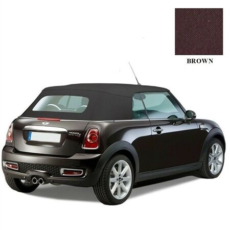 Mini Cooper Convertible Top 2009–2015 Brown Twill Canvas Glass Rear Window