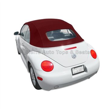 Volkswagen Convertible Top 2003-2010 Beetle Power Open Burgundy Stayfast Canvas Glass Rear Window