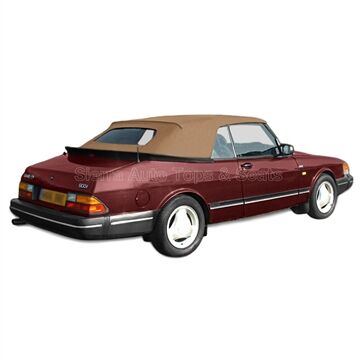 SAAB 900 Cabriolet Convertible Top 1986-1994 Tan Twill Canvas Glass Rear Window