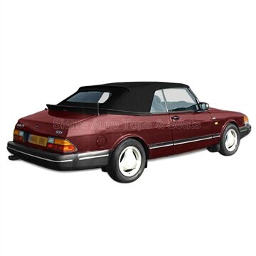 SAAB 900 Cabriolet Convertible Top 1986-1994 Black Canvas Cloth Glass Rear Window