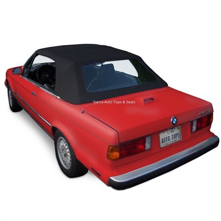 BMW Convertible Top 1987-1993 3 Series (E30) Black Stayfast Canvas Plastic Rear Window