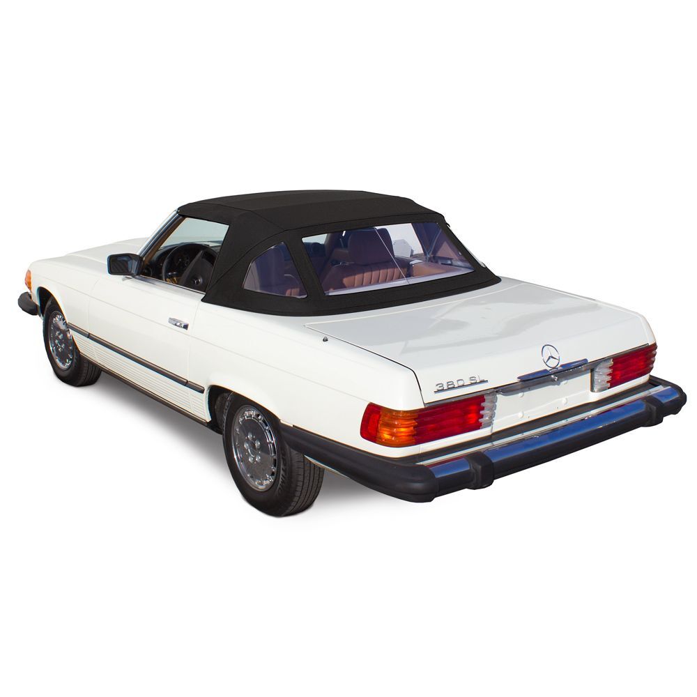 Mercedes Convertible Top 1972-1989 280-560SL (107) Black German Canvas Plastic Rear Windows