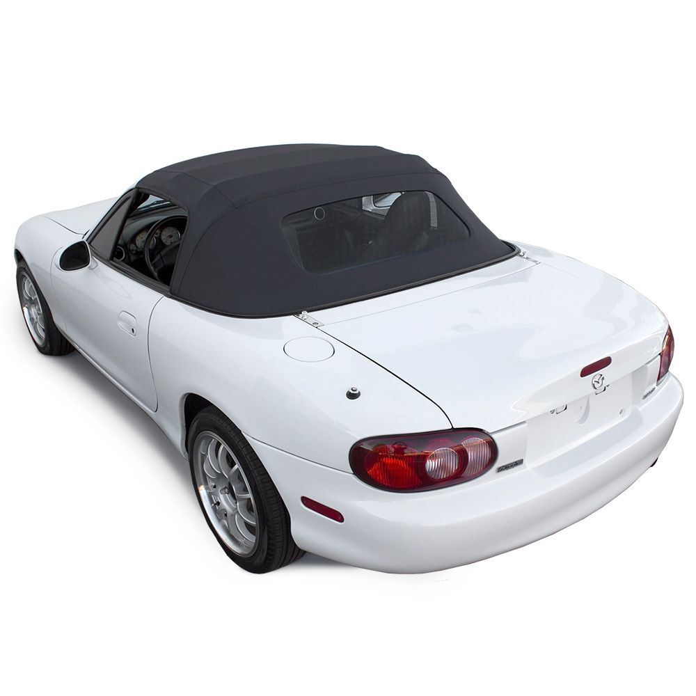 Mazda Convertible Top 1990-2005 Miata 1 Piece Heated Glass Window Cabrio Grain Vinyl Black No Rain Rail