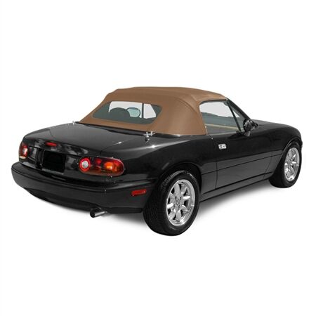 Mazda Convertible Top 1990-1997 Miata Factory Style Zippered Plastic Window Cabrio Grain Vinyl Tan No Rain Rail