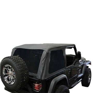 Frameless Soft Top Kit, 97-06 TJ Wrangler Sailcloth Black Diamond with Tinted Windows