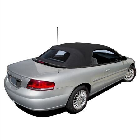 2001-2006 Chrysler Sebring, 2-Piece Full Top, Black Sailcloth Grain Vinyl Glass Rear Window