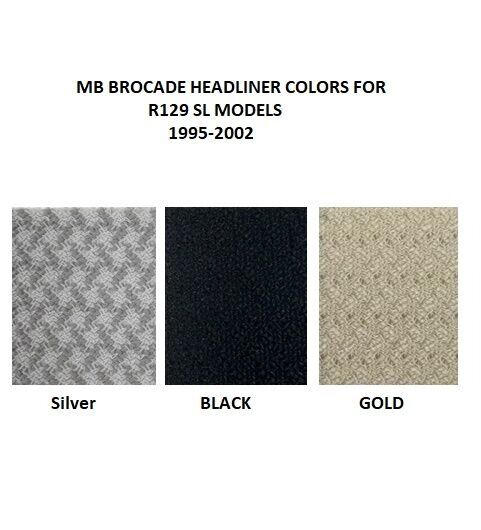 Mercedes 1990-2002, 300-600SL Convertible Headliner, Brocade, Black