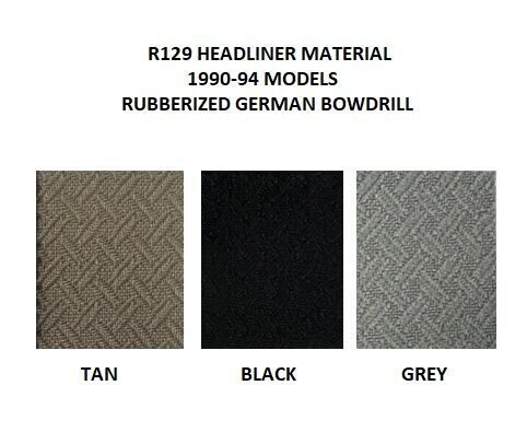 Mercedes 1990-1994 300-600SL Convertible Headliner, Twill Bowdrill, Gray