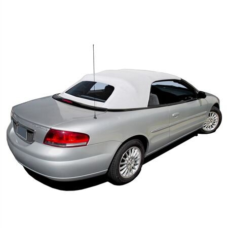Chrysler Convertible Top 2001-2006 Sebring/Stratus White Sailcloth Vinyl Glass Rear Window