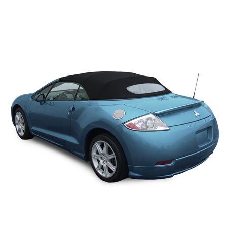 Mitsubishi Convertible Top 2006-2009 Eclipse Spyder Black Canvas Cloth Glass Rear Window