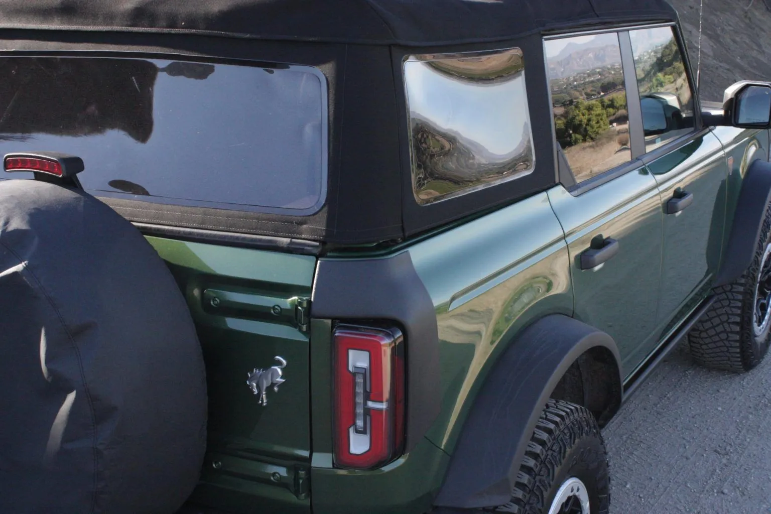 Black Canvas Replacement Soft Top with Rear Tinted Windows Rear Quarter View