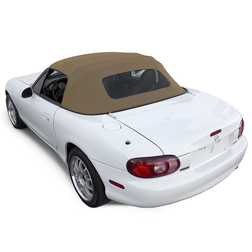 Mazda Convertible Top 1990-2005 Miata 1 Piece Heated Glass Window Stayfast Canvas Beige No Rain Rail