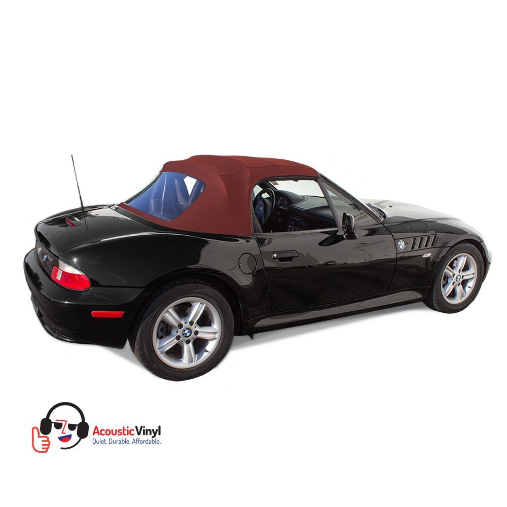BMW Convertible Top 1996-2002 Z3 Twill Grain Acoustic Vinyl Bordeaux Plastic Rear Window
