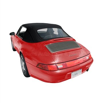 Porsche Convertible Top 1983-1994 911 Series 1-Piece Black TwillFast Canvas Non-Zip Plastic Rear Window
