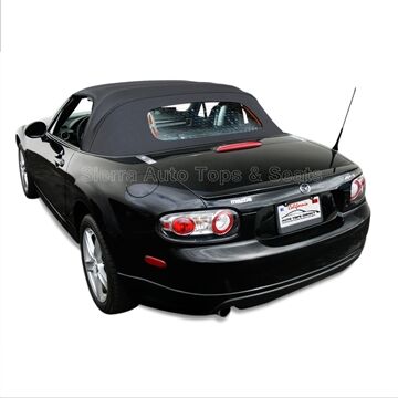 Mazda Convertible Top 2006-2015 Miata/MX5 Cabrio Grain Vinyl Black Non-Zip Heated Glass Window No Rain Rail